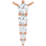 14K Gold Round Lab-Grown Diamond Accented Graduated Bar Necklace - Rose Gold