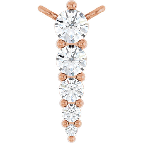 14K Gold Round Lab-Grown Diamond Accented Graduated Bar Necklace - Rose Gold