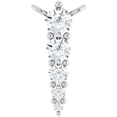 Platinum Round Natural Diamond Accented Graduated Bar Necklace