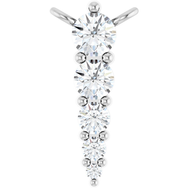 Platinum Round Natural Diamond Accented Graduated Bar Necklace