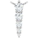 14K Gold Round Lab-Grown Diamond Accented Graduated Bar Necklace - White Gold