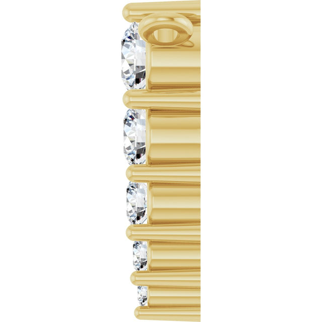 14K Gold Round Natural Diamond Accented Graduated Bar Necklace - Yellow Gold - view 3