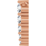 14K Gold Round Natural Diamond Accented Graduated Bar Necklace - Rose Gold - view 3