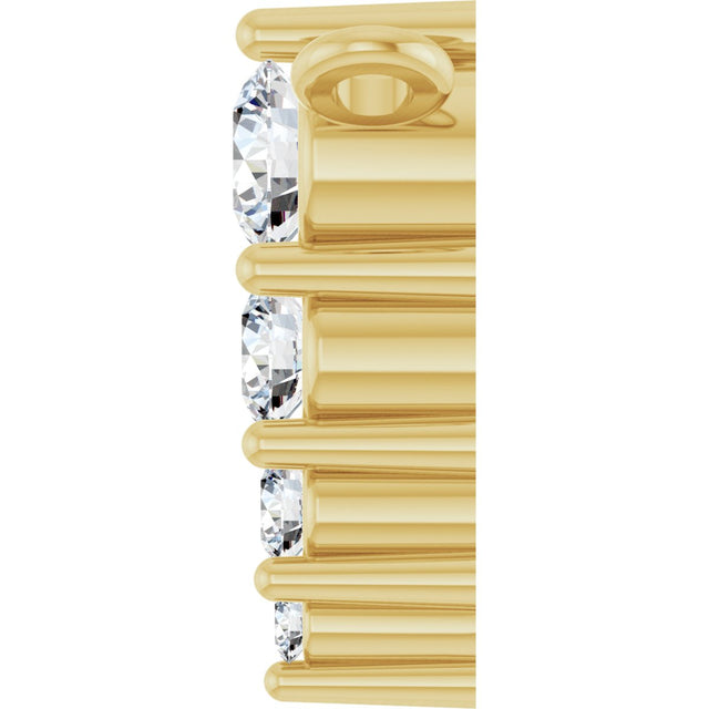 14K Gold Round Natural Diamond Accented Graduated Bar Necklace - Yellow Gold - view 3