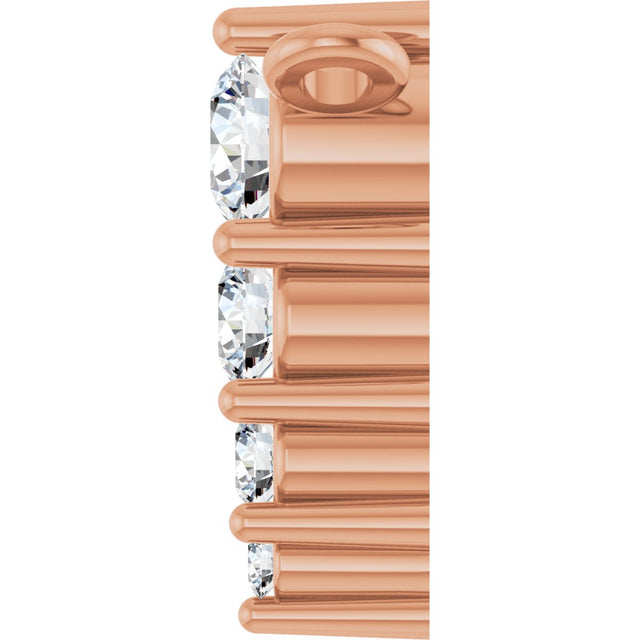 14K Gold Round Lab-Grown Diamond Accented Graduated Bar Necklace - Rose Gold - view 3