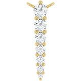 14K Gold Round Natural Diamond Accented Graduated Bar Necklace – 2.75mm Stones - Yellow Gold