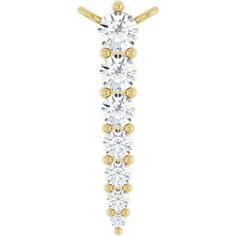 14K Gold Round Natural Diamond Accented Graduated Bar Necklace – 2.75mm Stones - Yellow Gold