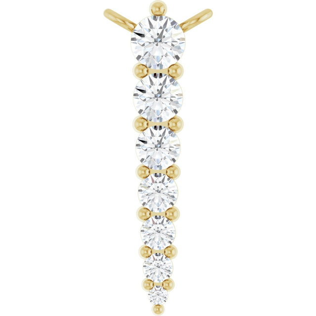 14K Gold Round Natural Diamond Accented Graduated Bar Necklace – 2.75mm Stones - Yellow Gold
