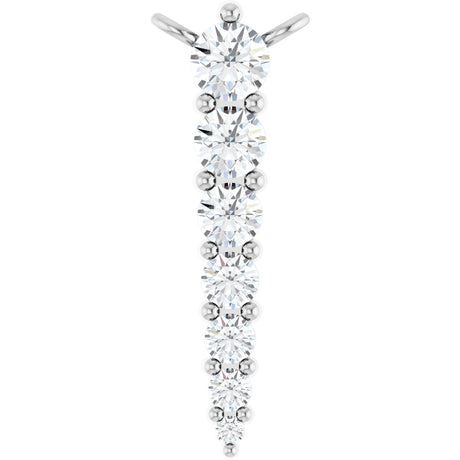 14K Gold Round Lab-Grown Diamond Accented Graduated Bar Necklace – 2.75mm Stones - White Gold