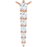 14K Gold Round Natural Diamond Accented Graduated Bar Necklace – 2.75mm Stones - Rose Gold