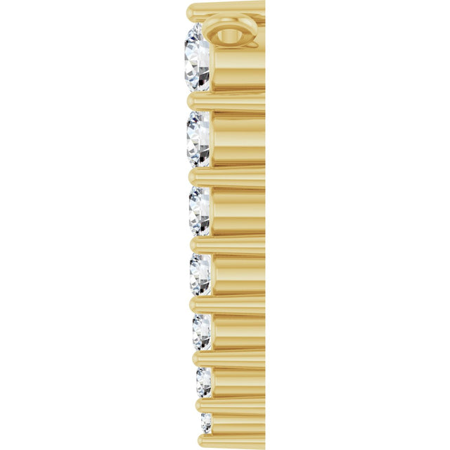 14K Gold Round Lab-Grown Diamond Accented Graduated Bar Necklace – 2.75mm Stones - Yellow Gold - view 3