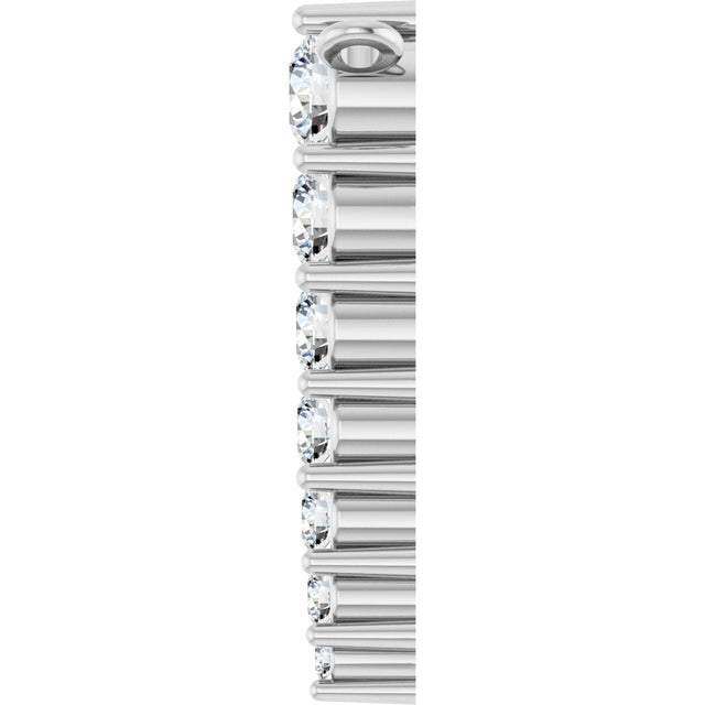 Platinum Round Lab-Grown Diamond Accented Graduated Bar Necklace – 2.75mm Stones - view 3