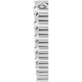 14K Gold Round Natural Diamond Accented Graduated Bar Necklace – 2.75mm Stones - White Gold - view 3