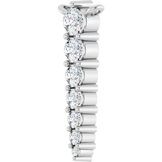 14K Gold Round Natural Diamond Accented Graduated Bar Necklace – 2.75mm Stones - White Gold - view 2