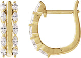 14K Gold Marquise Natural Diamond Accented U-Hoop Earrings - Yellow Gold