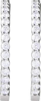 14K Gold Round Lab-Grown Diamond Inside-Outside Hoop Earrings – up to 1/2 CTW - White Gold - view 3