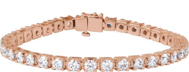 14K Gold Round Lab-Grown Diamond Line Bracelet – 1.4-4.25mm Stones - Rose Gold