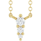 14K Gold Round Natural Diamond Accented Graduated Bar Necklace - Yellow Gold