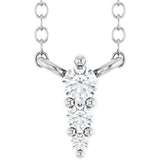 14K Gold Round Natural Diamond Accented Graduated Bar Necklace - White Gold