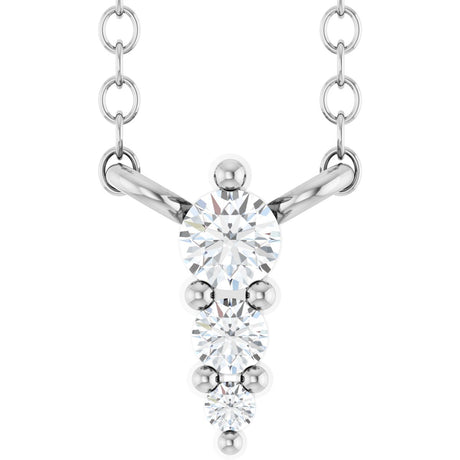 14K Gold Round Lab-Grown Diamond Accented Graduated Bar Necklace - White Gold