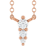 14K Gold Round Lab-Grown Diamond Accented Graduated Bar Necklace - Rose Gold