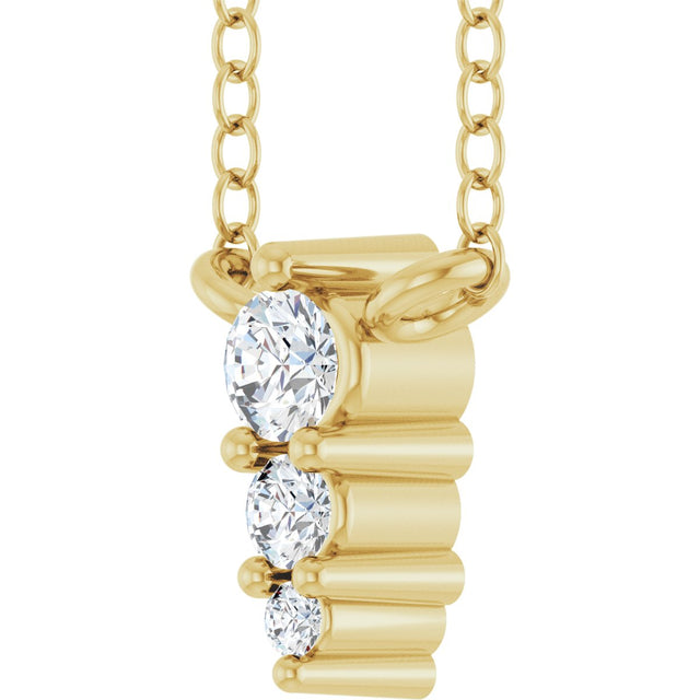 14K Gold Round Lab-Grown Diamond Accented Graduated Bar Necklace - Yellow Gold - view 2