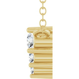 14K Gold Round Lab-Grown Diamond Accented Graduated Bar Necklace - Yellow Gold - view 3