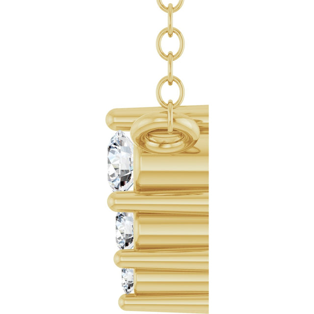 14K Gold Round Lab-Grown Diamond Accented Graduated Bar Necklace - Yellow Gold - view 3