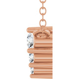 14K Gold Round Lab-Grown Diamond Accented Graduated Bar Necklace - Rose Gold - view 3