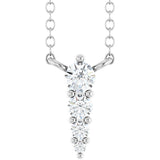 14K Gold Round Lab-Grown Diamond Accented Graduated Bar Necklace - White Gold