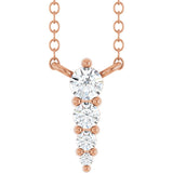 14K Gold Round Lab-Grown Diamond Accented Graduated Bar Necklace - Rose Gold