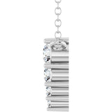 14K Gold Round Lab-Grown Diamond Accented Graduated Bar Necklace - White Gold - view 3