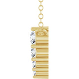 14K Gold Round Natural Diamond Accented Graduated Bar Necklace - Yellow Gold - view 3