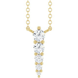 14K Gold Round Lab-Grown Diamond Accented Graduated Bar Necklace - Yellow Gold