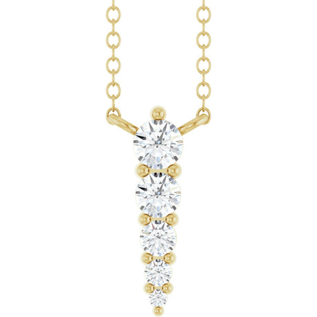 14K Gold Round Lab-Grown Diamond Accented Graduated Bar Necklace - Yellow Gold