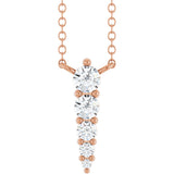 14K Gold Round Lab-Grown Diamond Accented Graduated Bar Necklace - Rose Gold