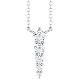 14K Gold Round Lab-Grown Diamond Accented Graduated Bar Necklace - White Gold