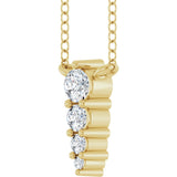 14K Gold Round Natural Diamond Accented Graduated Bar Necklace - Yellow Gold - view 2