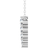 14K Gold Round Natural Diamond Accented Graduated Bar Necklace - White Gold - view 3
