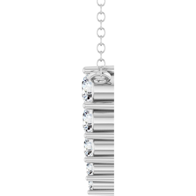 14K Gold Round Lab-Grown Diamond Accented Graduated Bar Necklace - White Gold - view 3