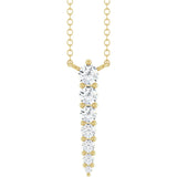 14K Gold Round Lab-Grown Diamond Accented Graduated Bar Necklace - Yellow Gold
