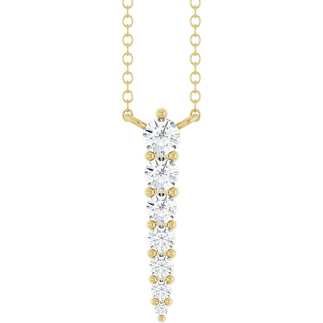 14K Gold Round Lab-Grown Diamond Accented Graduated Bar Necklace - Yellow Gold