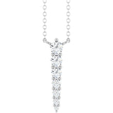 14K Gold Round Lab-Grown Diamond Accented Graduated Bar Necklace - White Gold