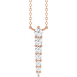 14K Gold Round Lab-Grown Diamond Accented Graduated Bar Necklace - Rose Gold