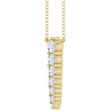 14K Gold Round Natural Diamond Accented Graduated Bar Necklace – 2.75mm Stones - Yellow Gold - view 2