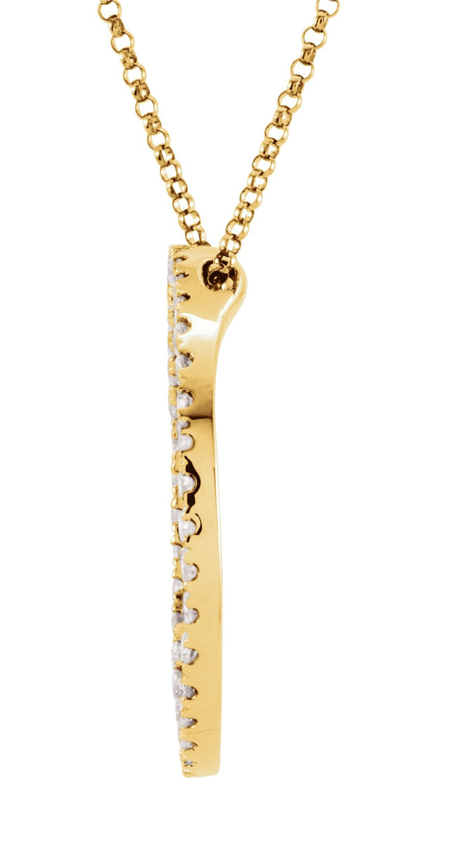 14K Gold Round Natural Diamond Accented Circle Necklace - Yellow Gold - view 2
