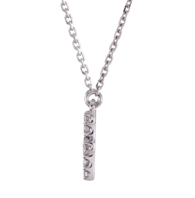 14K Gold Round Natural Diamond Initial Necklace – up to 0.08 CTW - White Gold - view 2