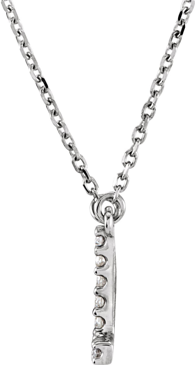 14K Gold Round Natural Diamond Initial Necklace – up to 0.08 CTW - White Gold - view 2