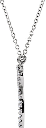 Platinum Round Natural Diamond Bow Necklace - view 2