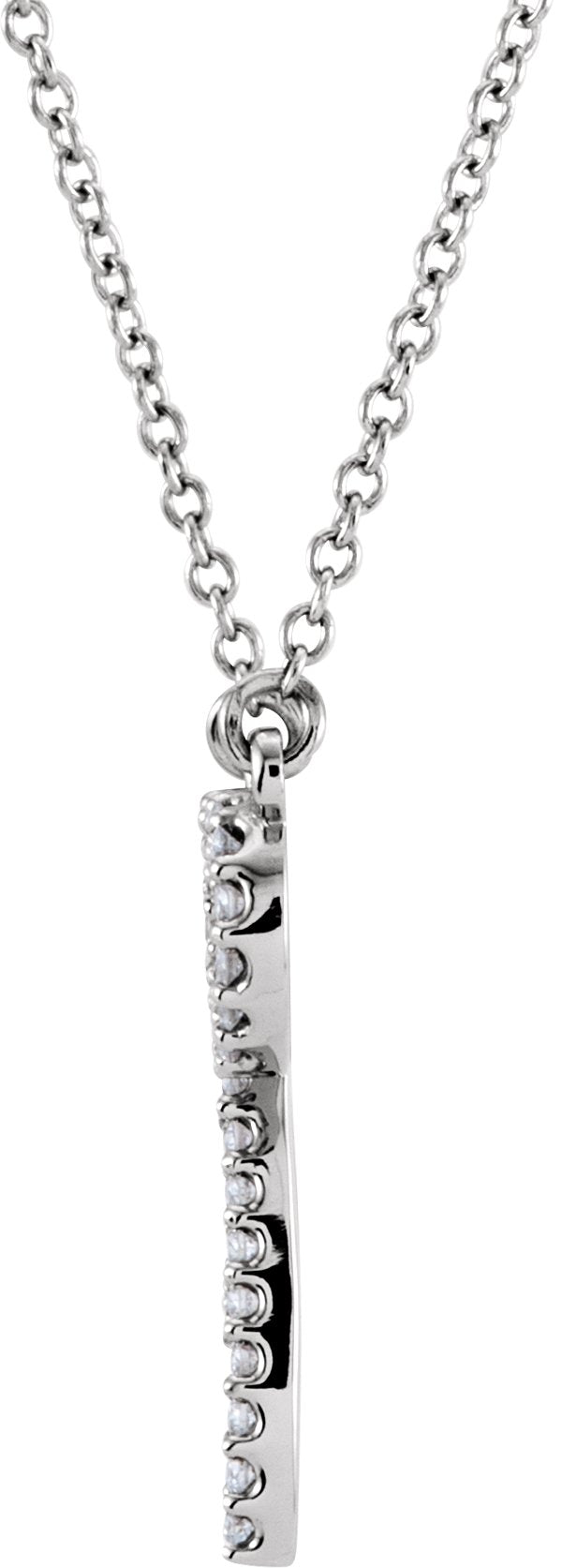 Platinum Round Natural Diamond Bow Necklace - view 2